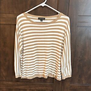 Ann Taylor Women's Beige and White Striped Sweater